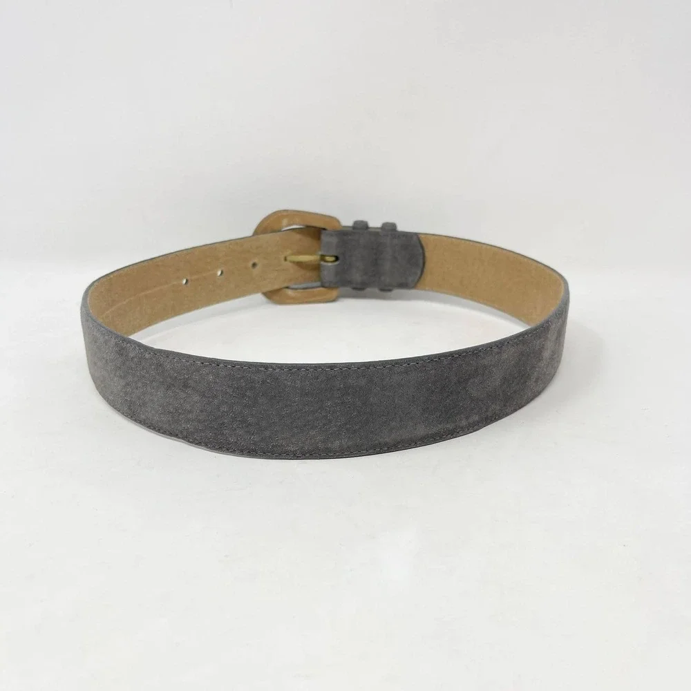 Lands End Suede Belt Gray Womens 25 Covered Buckle Old Money Luxury Modern